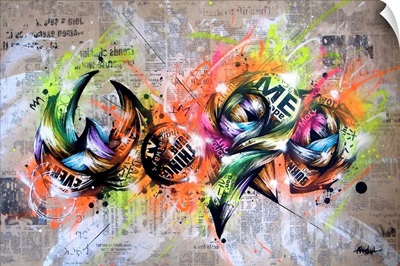 La boule de Bill - Misako Street Art - Acrylic, Graffiti on Canvas