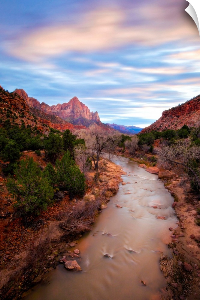A photograph of the Zion river in Zion National Park in Utah.
