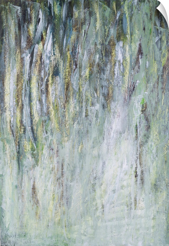 Painting on paper of an interpretation of Australian ghost gums.