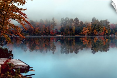 Foggy Autumn Morning In The Lake House
