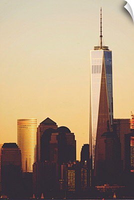 Freedom Tower Closeup At Sunset