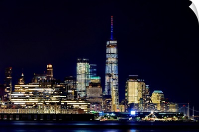 Lower Manhattan Panaromic View At Night