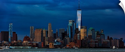 Lower Manhattan Panoramic View From New Jersey At Sunset