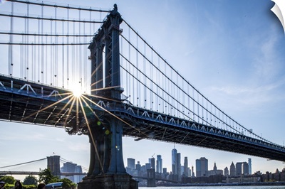 Manhattan Bridge With Sunburst