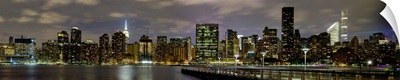 Manhattan Panoramic View On East River At Night