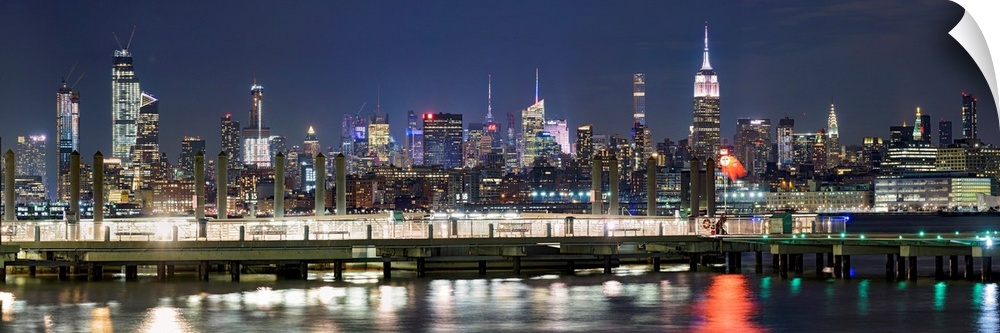 Manhattan Skyline View From Jersey City At Night