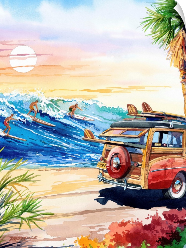 I was inspired to create the Summer Surfin' watercolor to visually transport the viewer to a time of the Beach Boys and Ja...