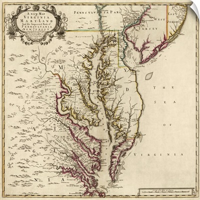 A New Map of Virginia, Maryland, And Parts of Pennsylvania and New Jersey, 1719