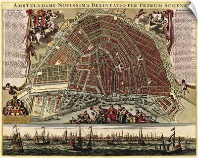 Antique Map of Amsterdam, ca. 1702