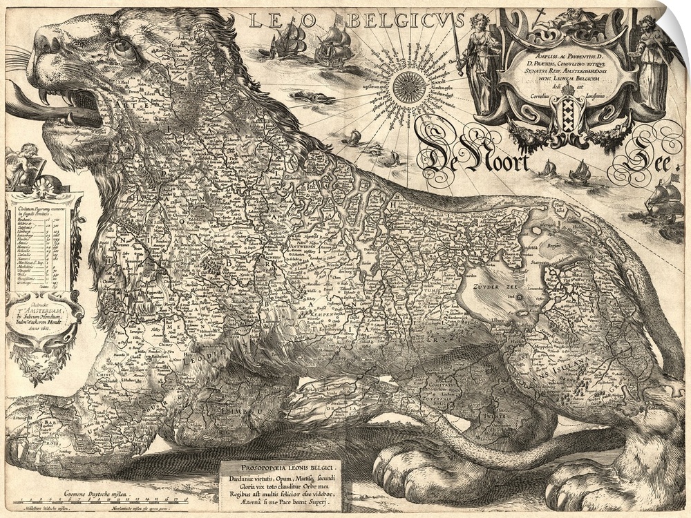 Map of Belgium and the Netherlands shown as a lion.