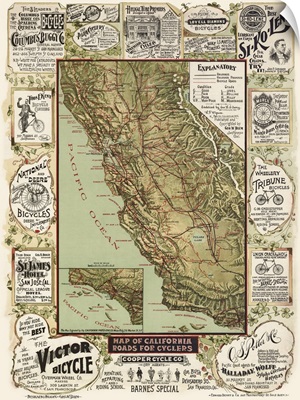 Antique Map of California, 1895