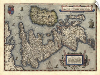 Antique Map of Great Britain and Ireland, 1570