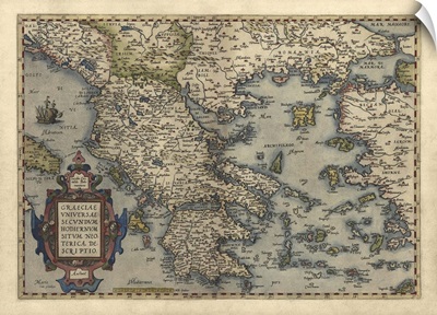 Antique Map of Greece, 1570