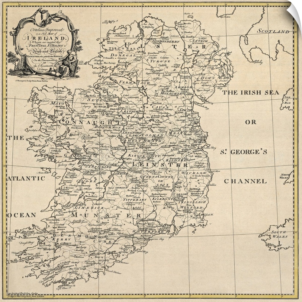 Docor perfect for the home or office of a vintage map of Ireland.