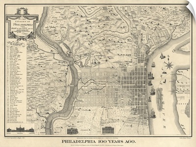Antique Map of Philadelphia, 1875