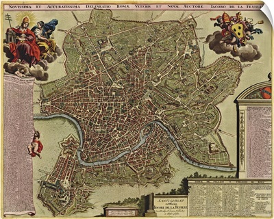 Antique Map of Rome, ca. 1710