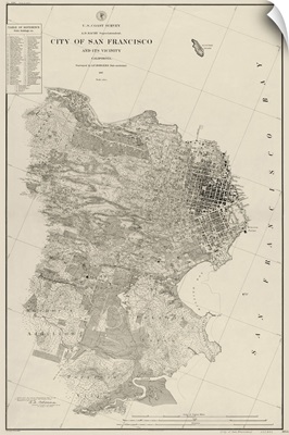 Antique Map of San Francisco, 1857