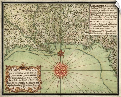 Antique Map of the Gulf Coast, 1747