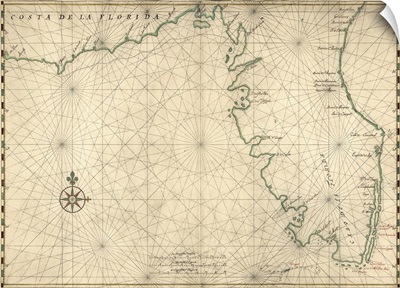 Antique Map of the Peninsula of Florida, ca. 1639