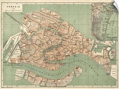 Antique Map of Venice, ca. 1886