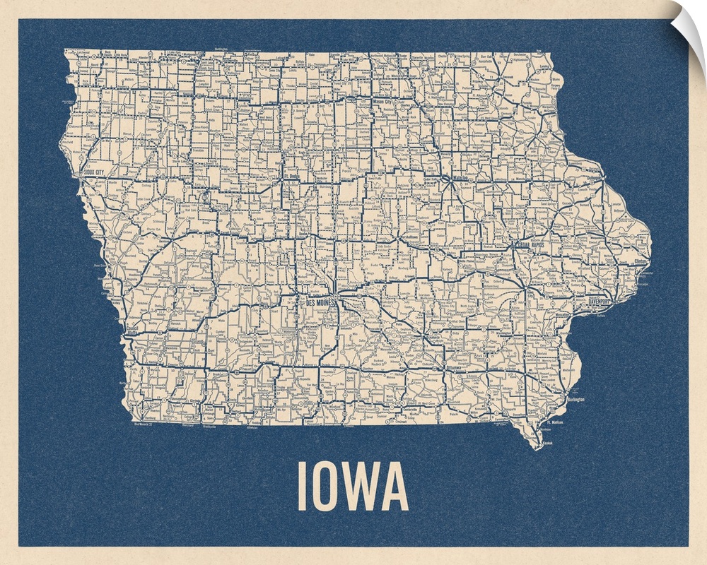 Vintage Iowa Road Map 2