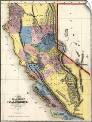 Vintage Map of the Gold Region in California