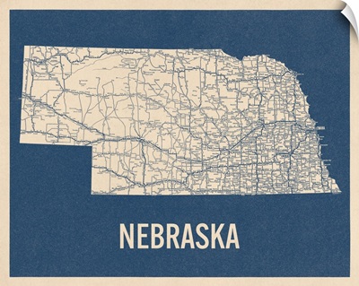 Vintage Nebraska Road Map 2