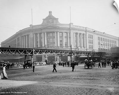 Vintage photograph of South Station, Boston, Massachusetts