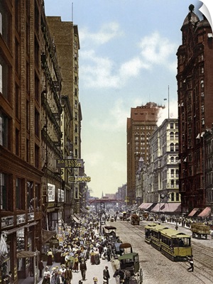 Vintage photograph of State Street North from Madison, Chicago, Illinois