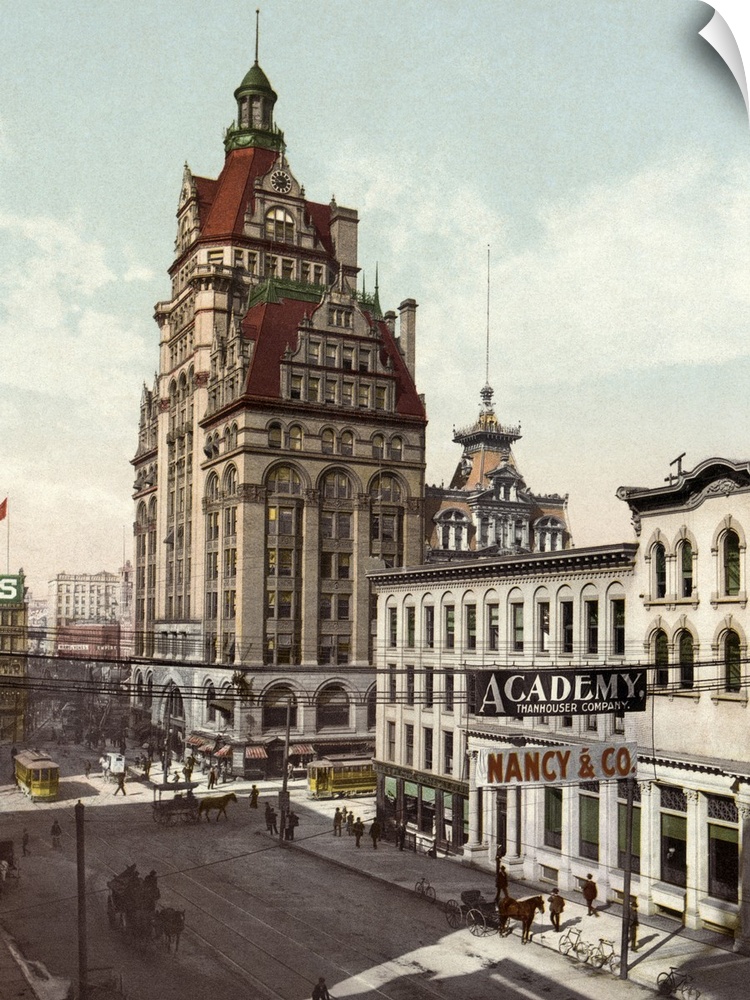 Vintage photograph of Wisconsin Avenue, Milwaukee, Wisconsin