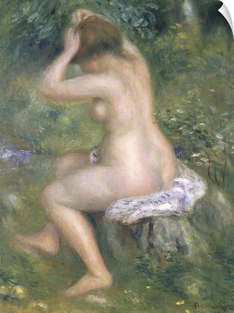 BAL6276 A Bather, c.1885-90 (oil on canvas)  by Renoir, Pierre Auguste (1841-1919); 39.4x29.2 cm; National Gallery, London...