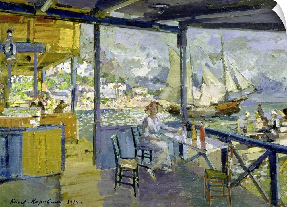 XIR162388 A Cafe in Gursuph, 1914 (oil on canvas)  by Korovin, Konstantin Alekseevich (1861-1939); 89x121 cm; State Russia...