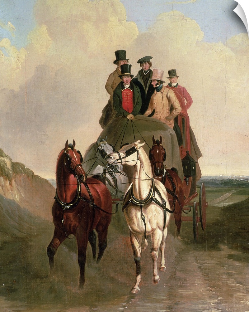 BAL15225 A Coach and Four on an Open Road (oil on canvas)  by Shayer, William Snr. (1788-1879); Private Collection; Englis...