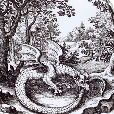 A Dragon in the Forest, from 'Musaeum Hermeticum Reformatum' by Basil Valentine, 1678