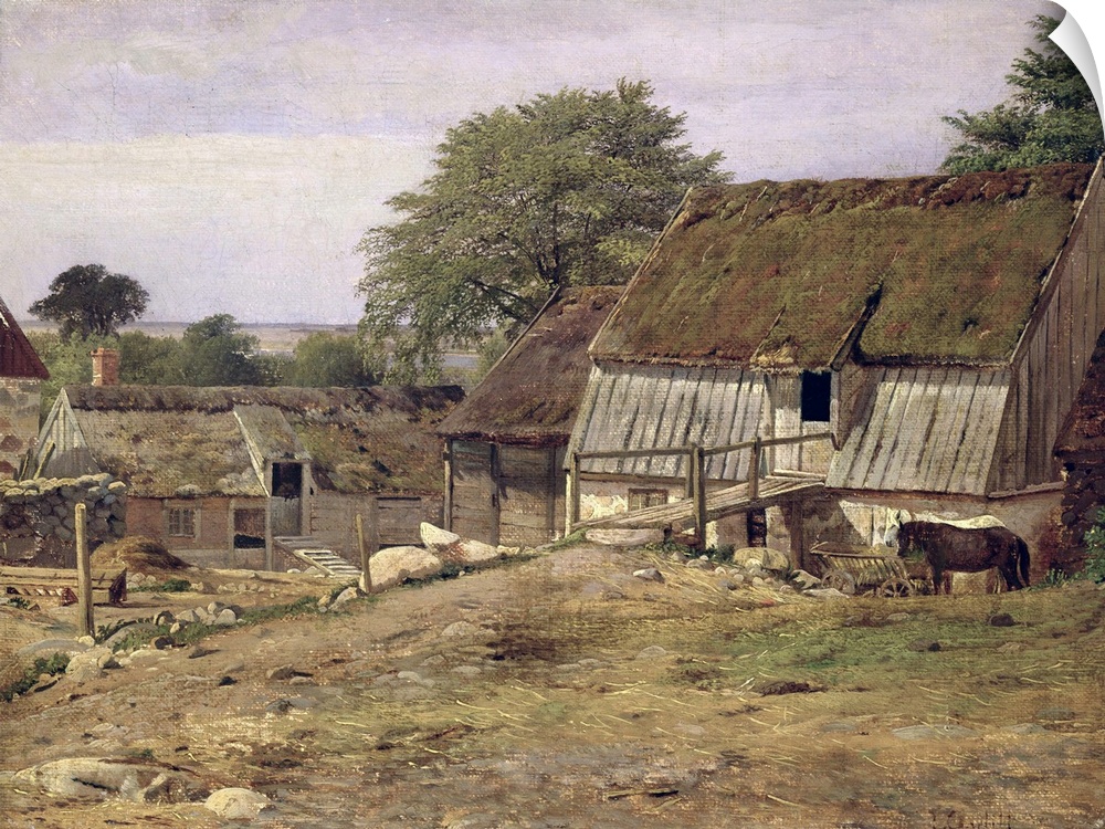 XKH146796 A Farmhouse in Sweden, 1834 (oil on canvas)  by Gurlitt, Louis (1812-97); 23.5x30.9 cm; Hamburger Kunsthalle, Ha...