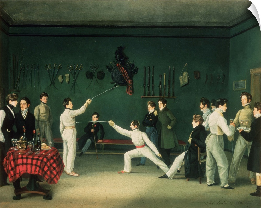 BAL9668 A Fencing Scene, 1827 (oil on canvas)  by Ladurner, Adolphe (1798-1865); Roy Miles Fine Paintings; French, out of ...