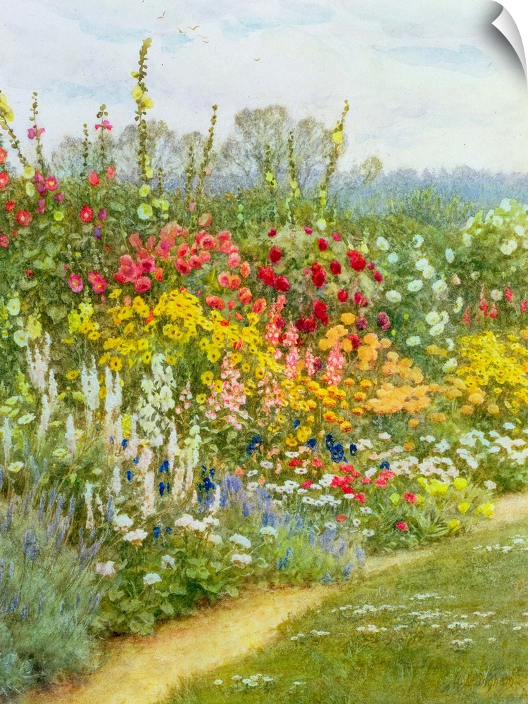 MAL85951 A Herbaceous Border (w/c and gouache) by Allingham, Helen (1848-1926); 30.8x23.8 cm; Private Collection; .... Mal...