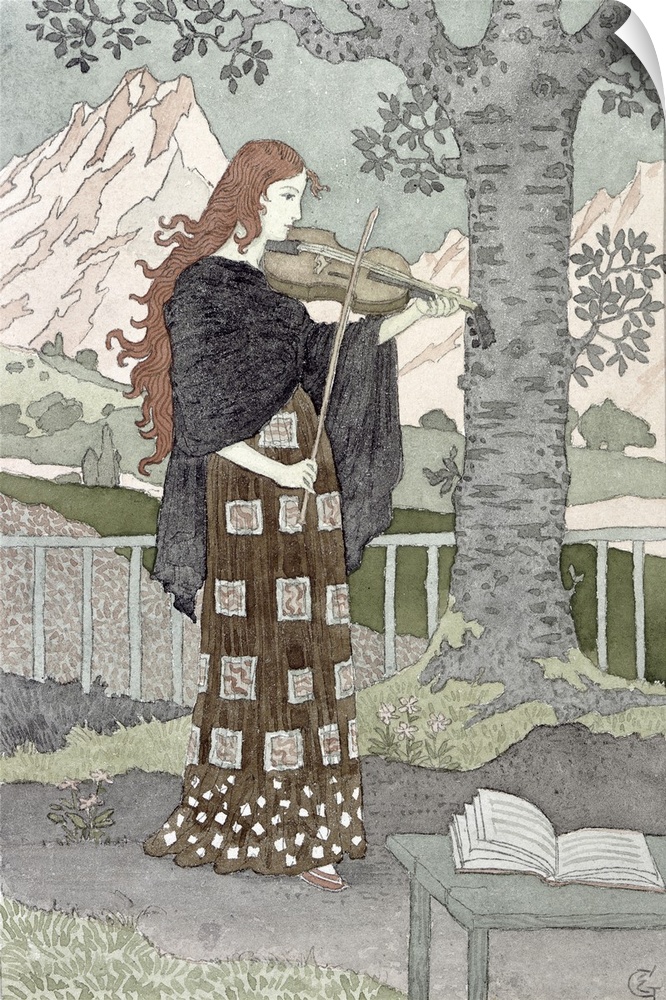 XOU16851 A Musician (w/c on paper)  by Grasset, Eugene (1841-1917); watercolour on paper; Musee des Beaux-Arts, Rouen, Fra...