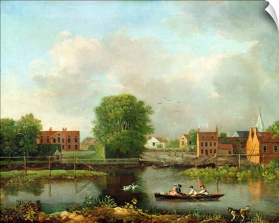 A River Landscape, possibly a View from the West End of Rochester Bridge, 1800-10
