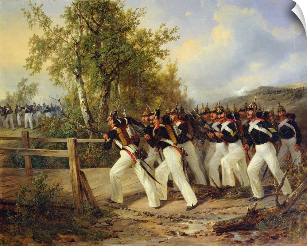 BAL351664 A Scene from the soldier's life, 1849 (oil on canvas)  by Schulz, Carl (1823-1876); Art Gallery of Taganrog, Rus...