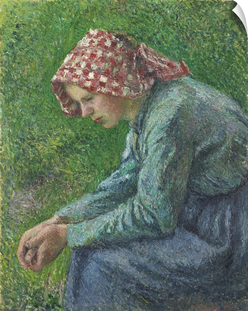 A Seated Peasant Woman, 1885 (originally oil on canvas) by Pissarro, Camille (1830-1903)