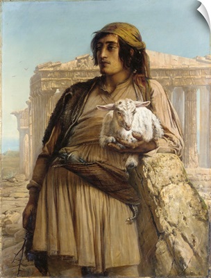 A Shepherd Boy standing before the Parthenon (oil on canvas)