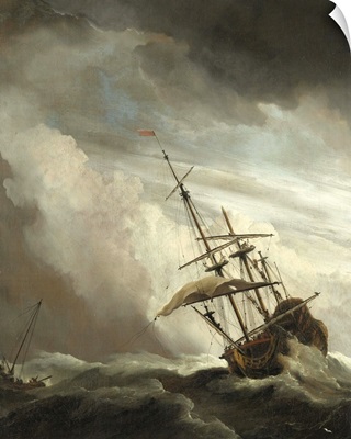 A Ship on the High Seas caught by a Squall, known as the 'Gust', 1680