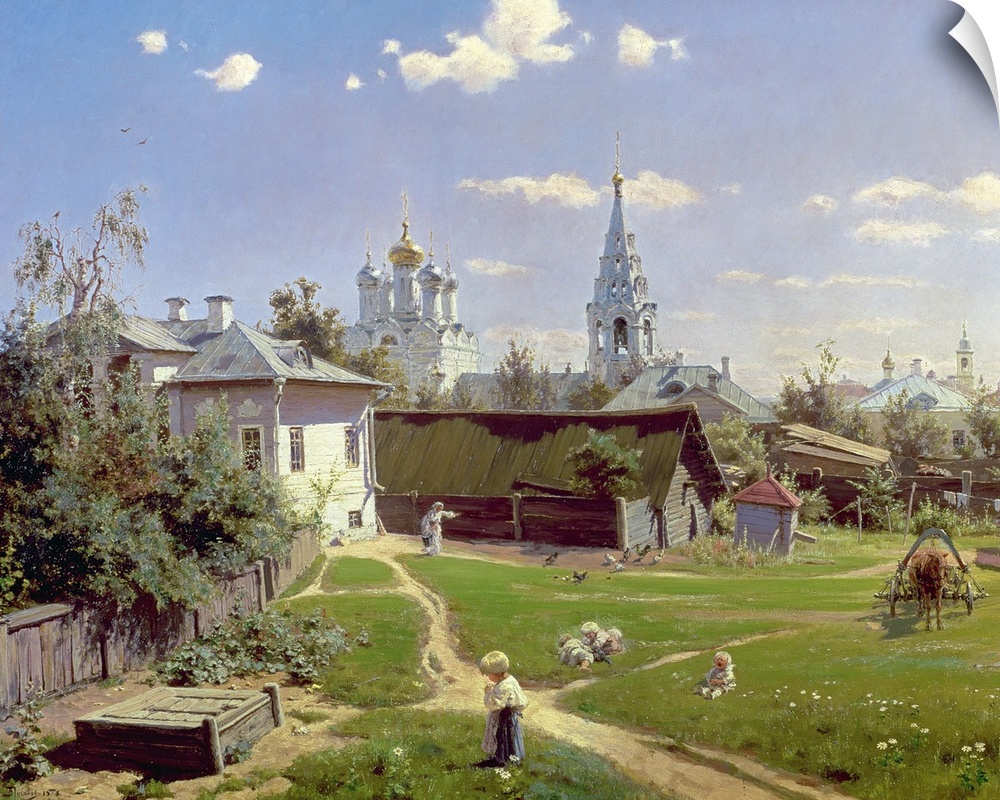 BAL37550 A Small Yard in Moscow, 1878 (oil on canvas)  by Polenov, Vasilij Dmitrievich (1844-1927); 64.5x80.1 cm; Tretyako...