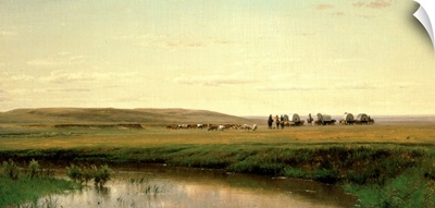 A Wagon Train on the Plains