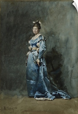 A Young Woman in a Blue Dress, 1866 (w/c and white gouache on paper)