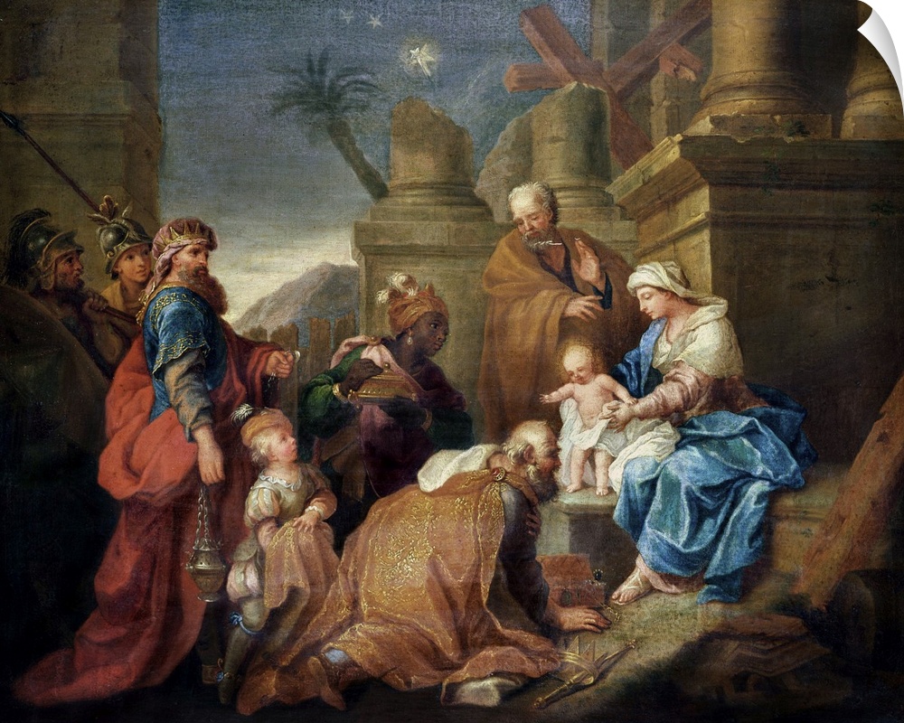 XIR254926 Adoration of the Magi (oil on canvas)  by Stella, Jacques (1596-1657); Musee Municipal, Dole, France; (add. info...