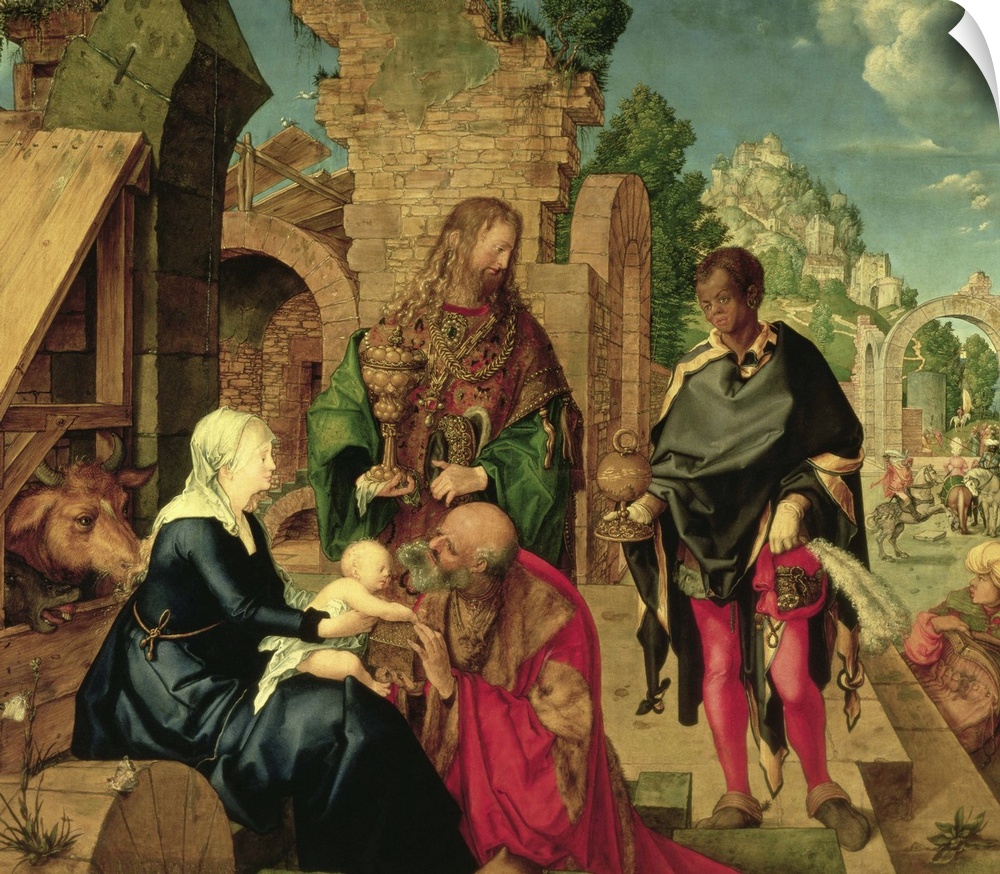 XJL9627 Adoration of the Magi, 1504 (oil on panel)  by Durer or Duerer, Albrecht (1471-1528); 100x114 cm; Galleria degli U...