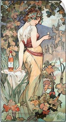 Advertising Poster By Alphonse Mucha For Cognac Bisquit, Dubouche, 1899