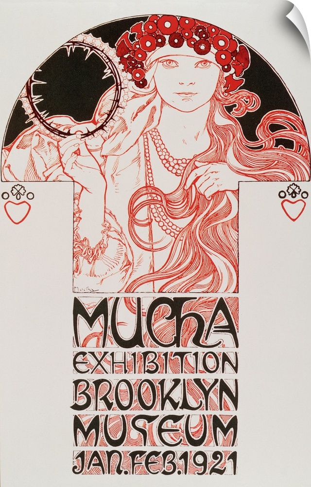 Advertising poster by Alphonse Mucha (1860-1939) for "Mucha Exhibition, Brooklyn Museum", 1921.